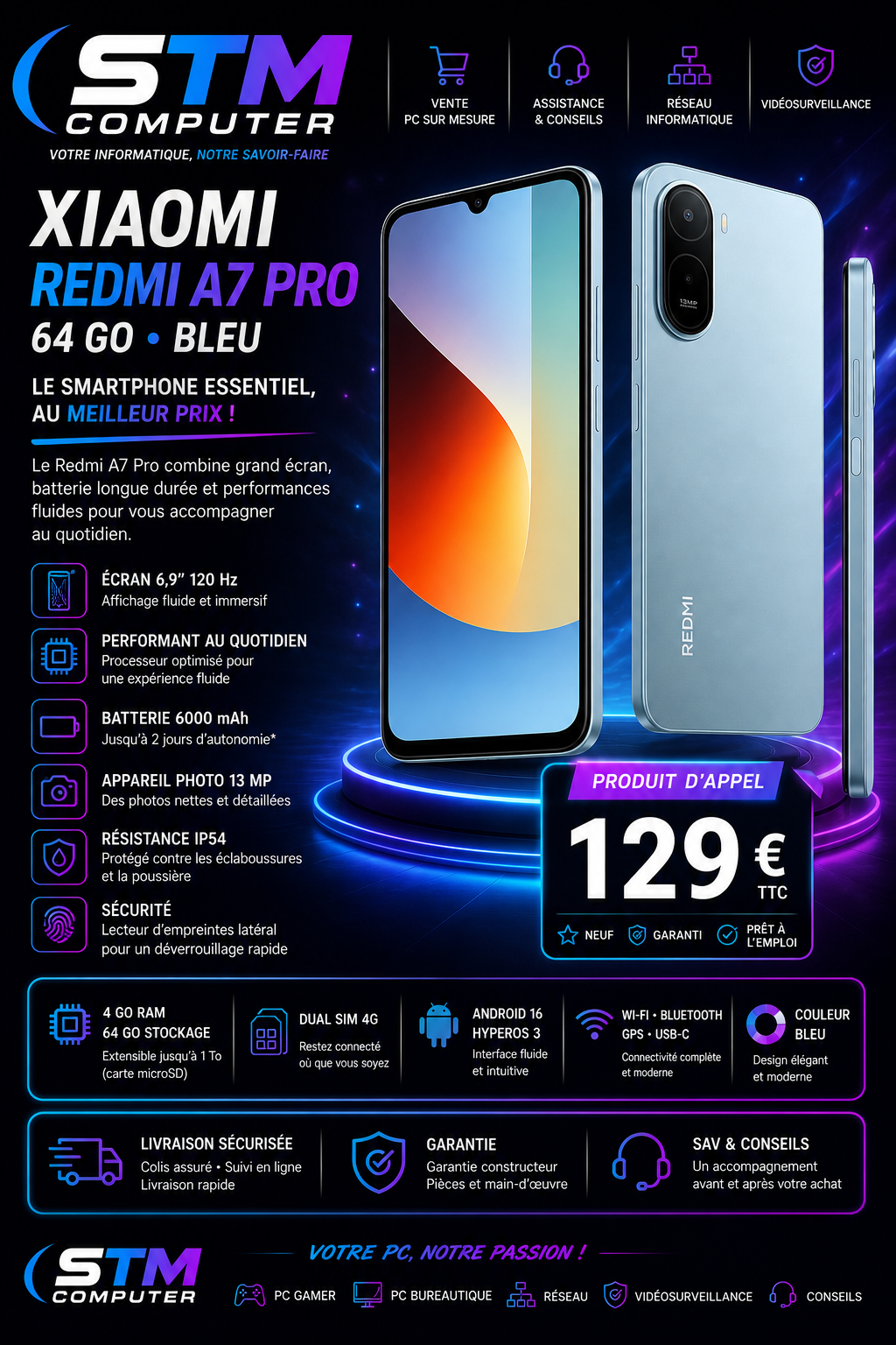 Xiaomi Redmi A7 Pro 64 Go – Bleu