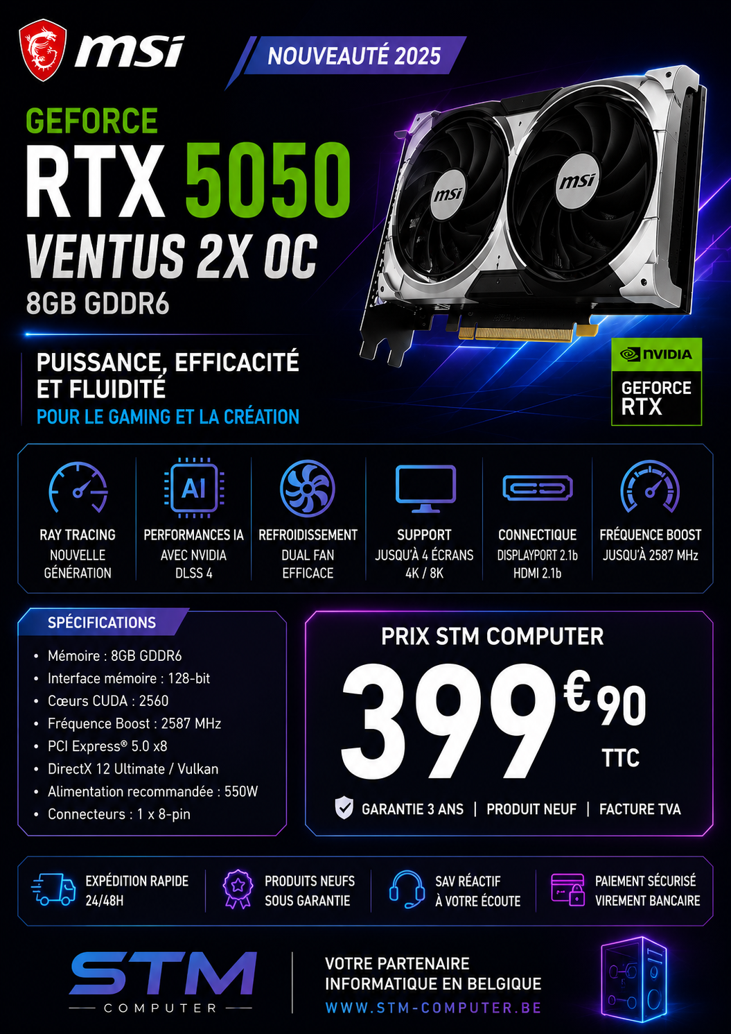 🖥️ MSI GeForce RTX 5050 VENTUS 2X OC 8GB