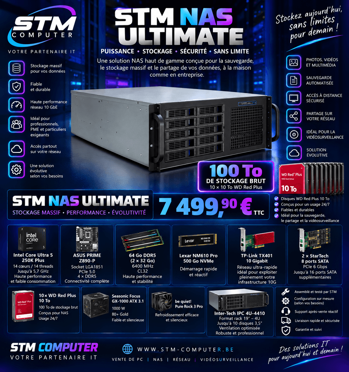 🏆 STM NAS ULTIMATE — 100 To — 10 GbE