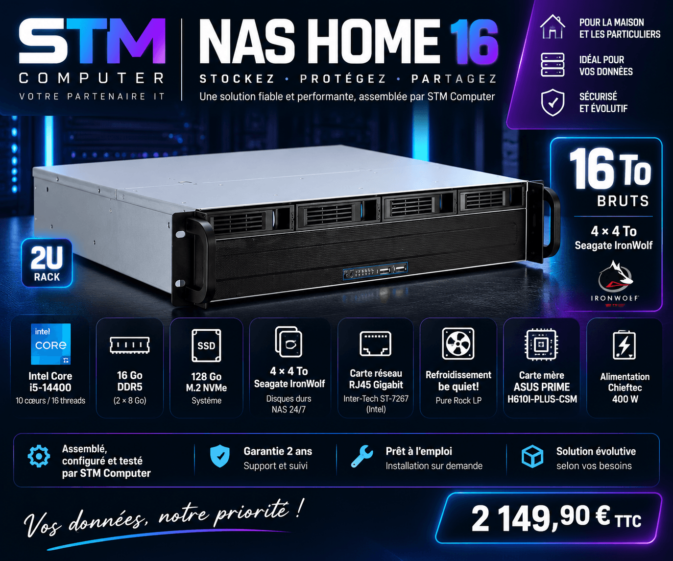 🖥️ STM NAS HOME 16 — 16 To
